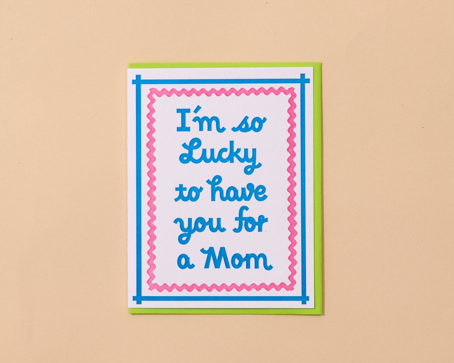 Modern Letterpress Mother's Day Greeting Card - Lucky Mom