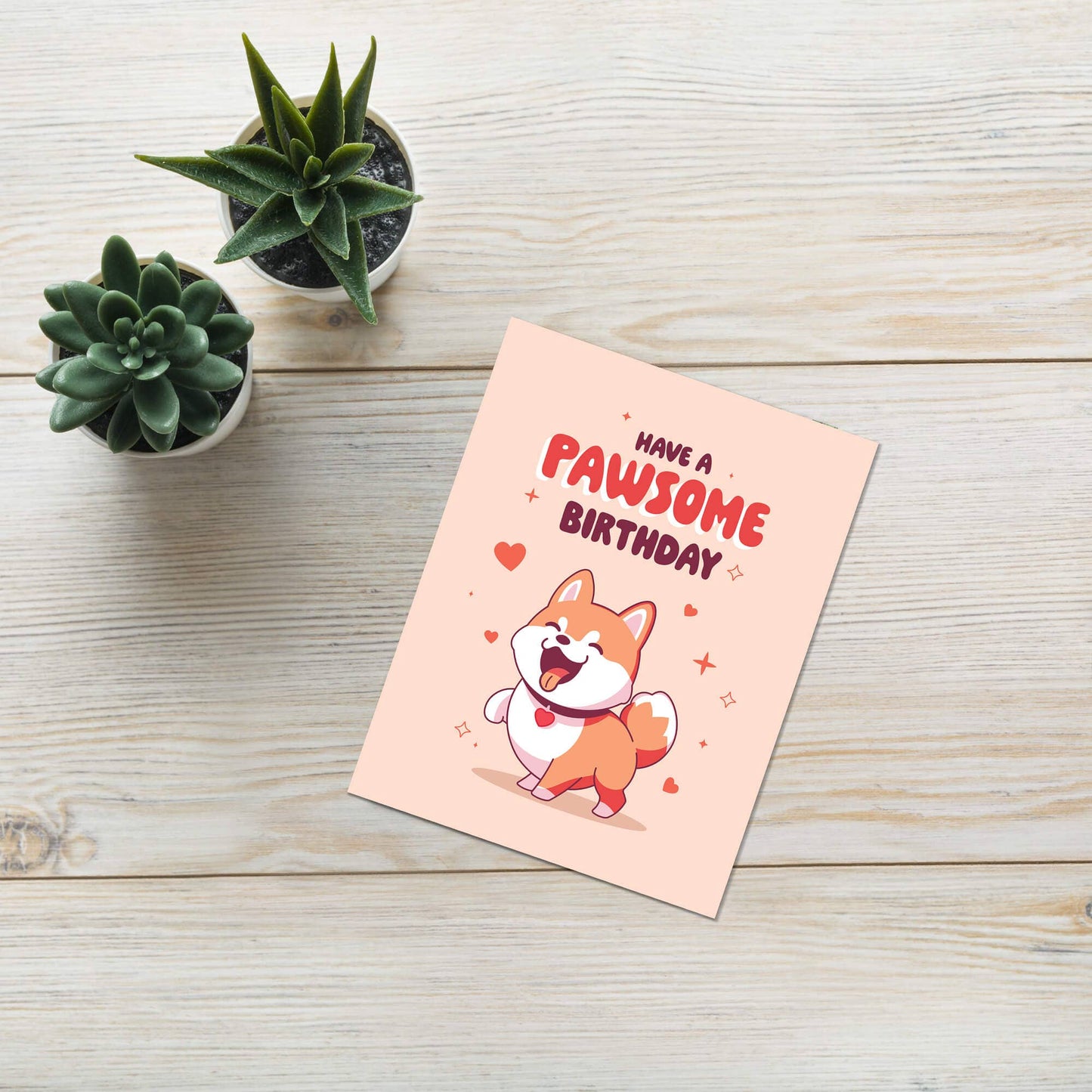 Paw-some Birthday Card | Shiba Inu Dog Japanese Kawaii Asian Funny Pun