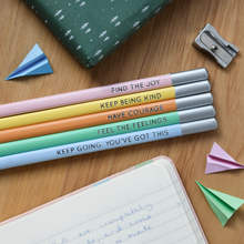 Load image into Gallery viewer, Set Of Five Daily Reminder Positive Pencils
