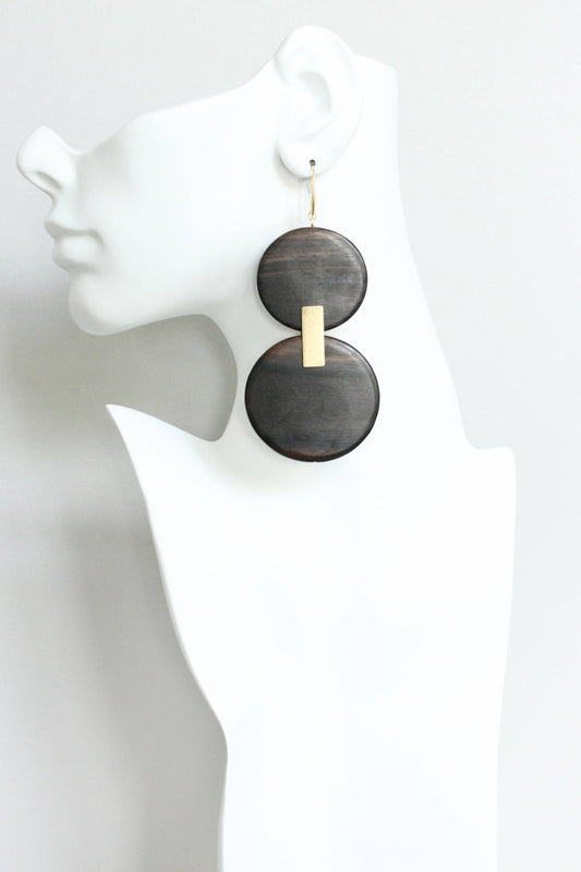 JLTE71 ebony wood shoulder duster earrings