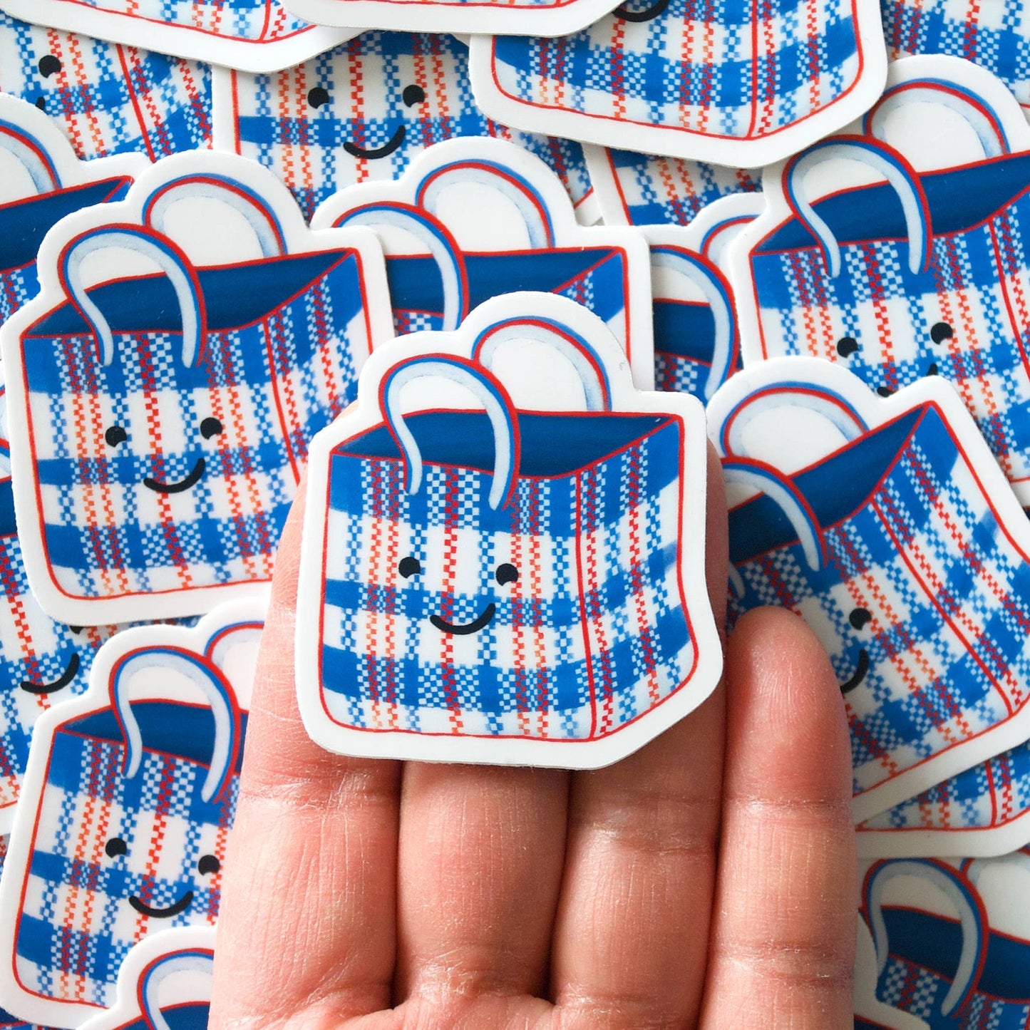 Asian Red, White, Blue Travel Bag Vinyl Sticker