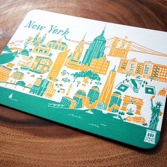 Letterpress travel postcard : new york