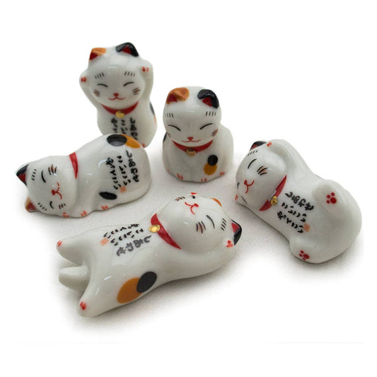Ceramic Chopsticks Holders - Lucky Cats - Set of 5