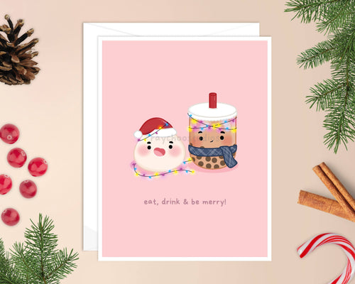 Eat Drink & Be Merry Christmas Card - Front & Company: Gift Store