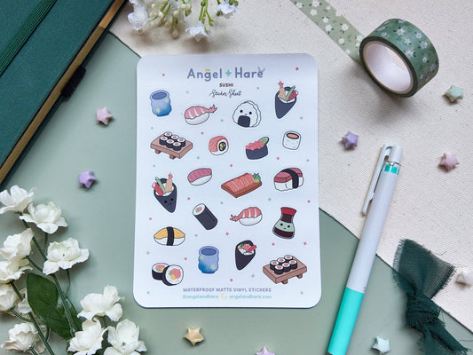 Sushi Waterproof Sticker Sheet