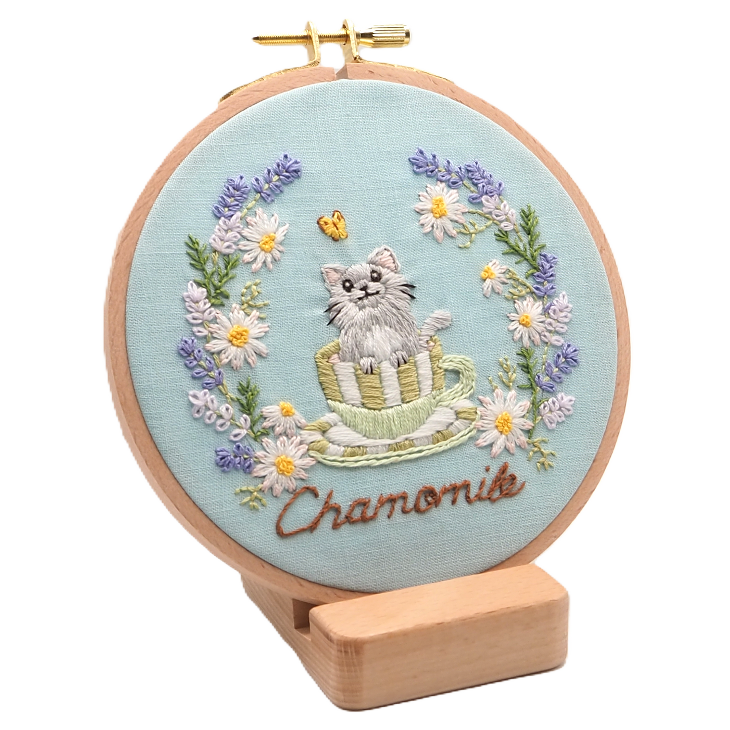 DIY Embroidery Kit Chamomile Tea / from Cat & Tea Collection