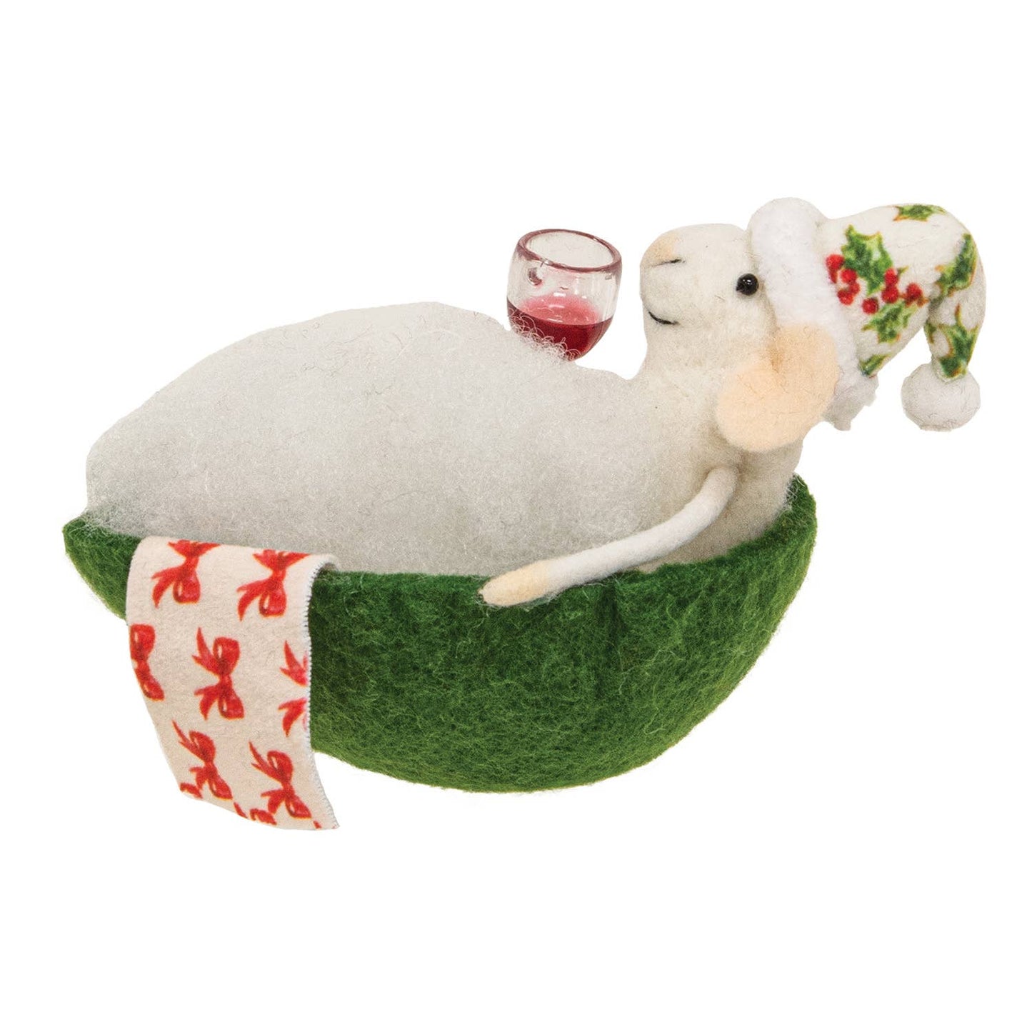Holiday Bubble Bath Mouse Felted Ornament