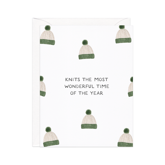 Knits The Most Wonderful Time - Cozy Winter Christmas Card