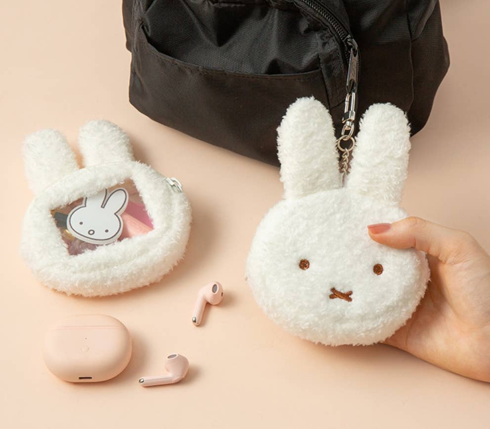 Miffy Plush Face Pouch Keychain – Soft Mini Cosmetic Pouch