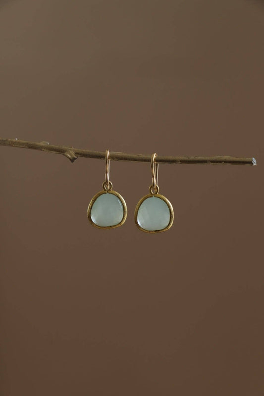 MEDIUM ALICE BLUE BEZEL EARRINGS