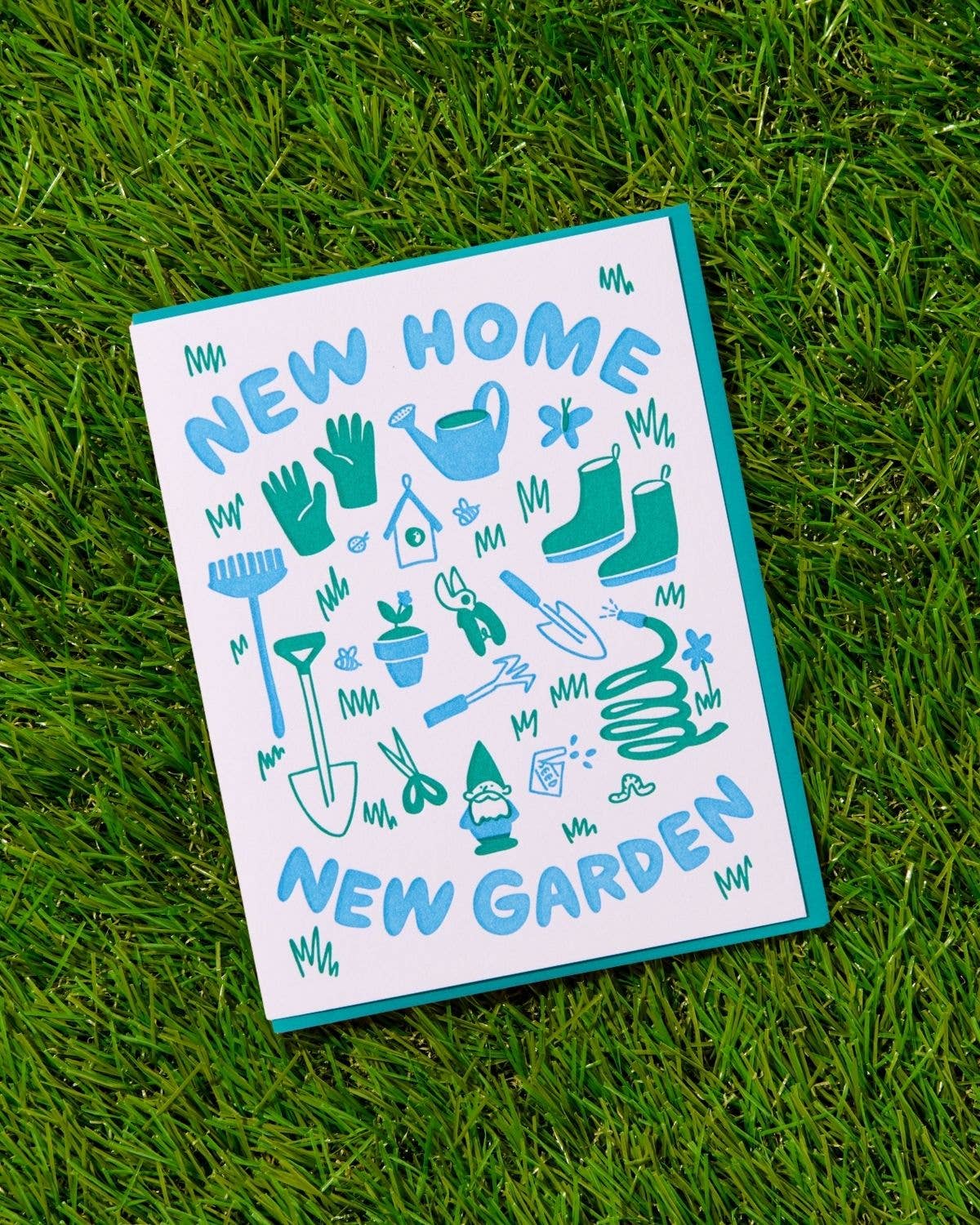 Modern Letterpress New Home Greeting Card - New Home Garden