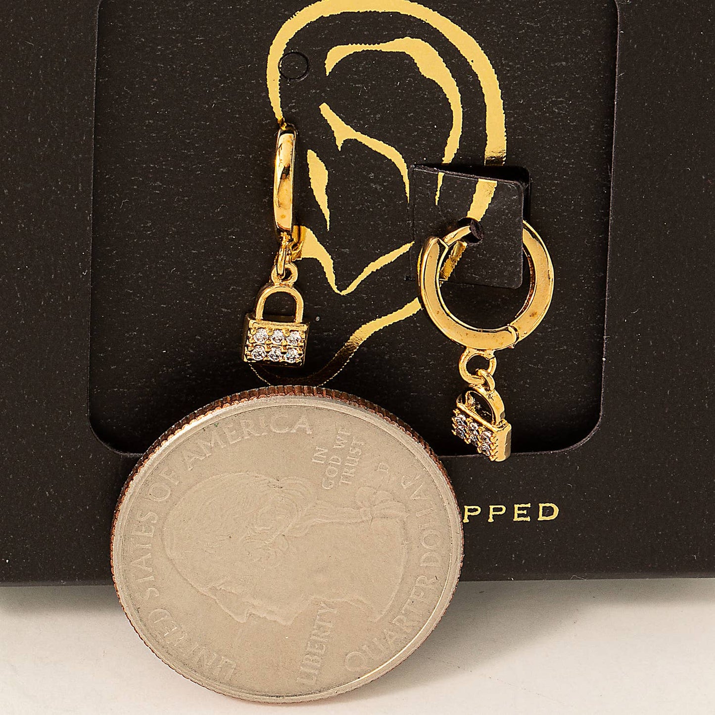 Secret Box Mini Lock Huggie Hoop Earrings Set