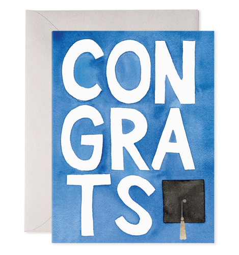 Blue Congrats Grad | Graduation Greeting Card - Front & Company: Gift Store