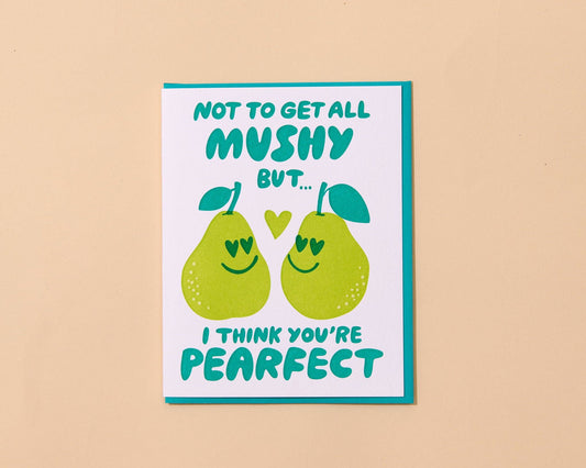 Letterpress Love or Anniversary Greeting Card - Perfect Pear