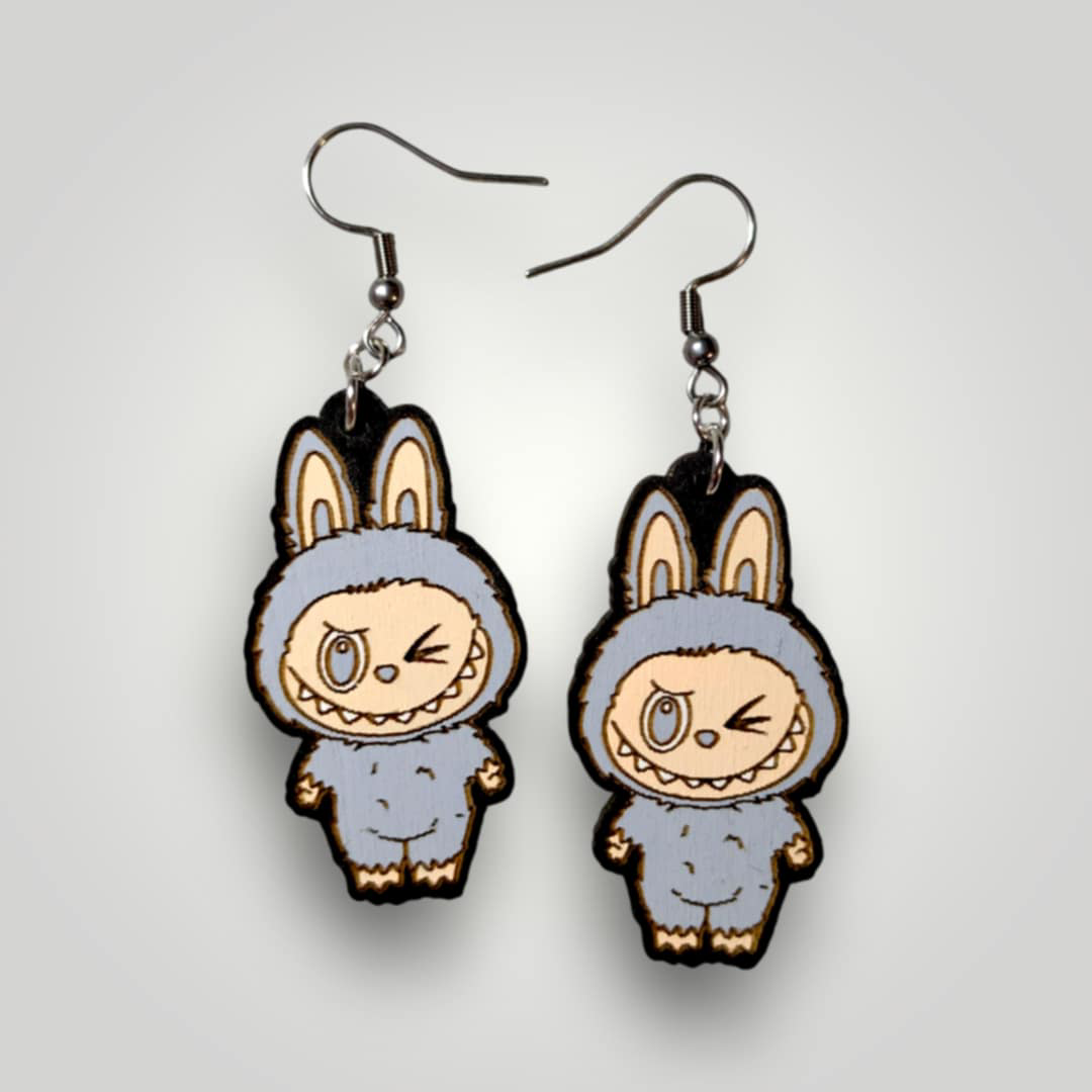 Labubu Monsters Hand Painted Wood Earrings