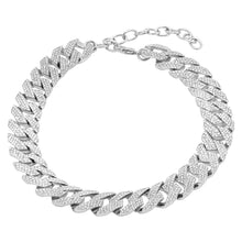 Load image into Gallery viewer, Edgy Cuban Crystal Adjustable Choker Chain Necklace silver
