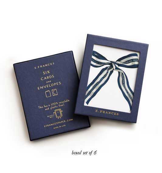 Big Navy Striped Bow Thank You Cards | Boxed Set of 6