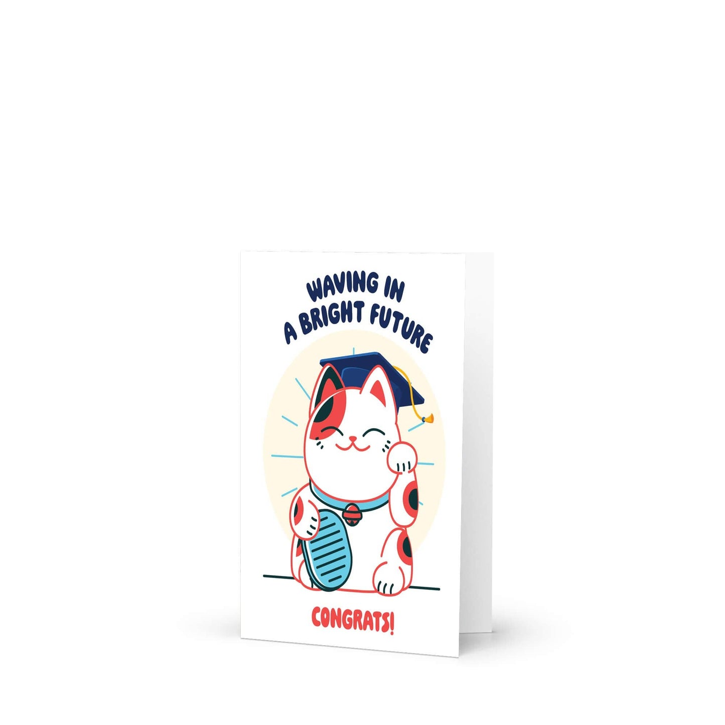 Lucky Cat Graduation Card | Japanese Maneki Neko Congratulations Cap
