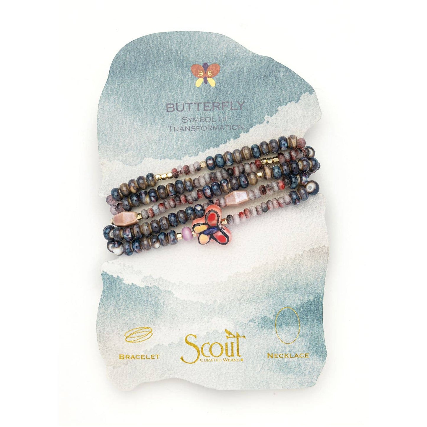 Ceramic Bead Wrap Transformation/Butterfly/Gold