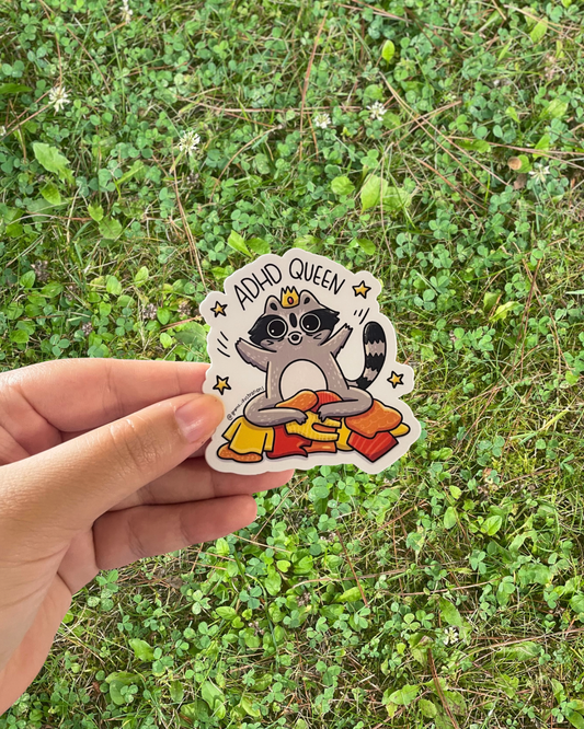 ADHD Raccoon Sticker