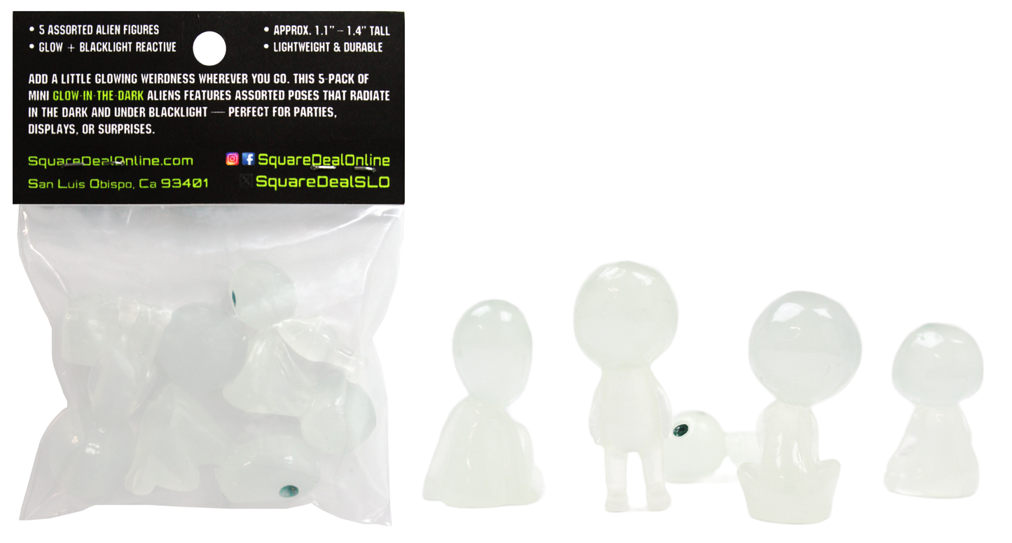 Glow In The Dark Aliens Assorted Poses Five Pack Sci-Fi