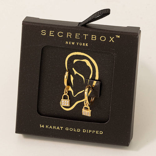 Secret Box Mini Lock Huggie Hoop Earrings Set - Front & Company: Gift Store