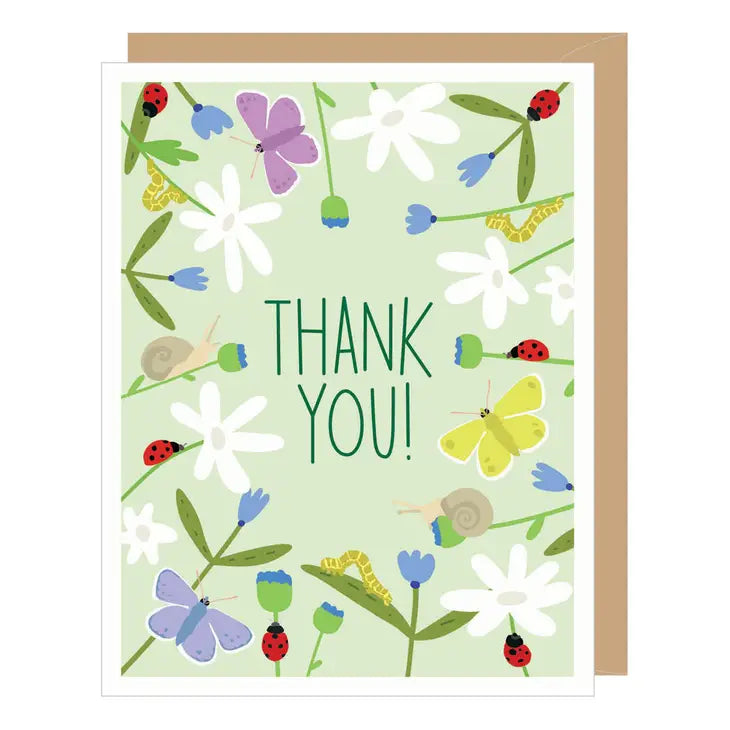 Ladybugs And Inchworms Thank You Card