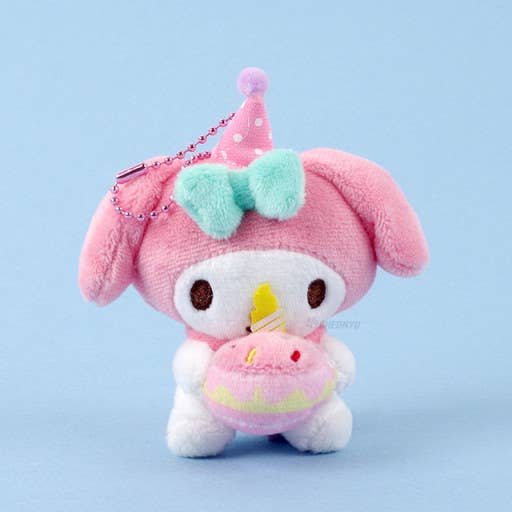 Sanrio Characters with Cake, Party Hat Bag Charm, Plush Toy
