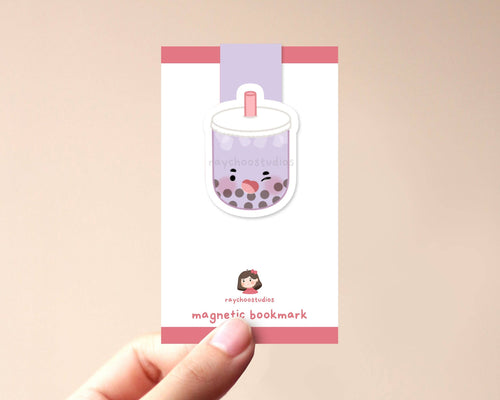 Taro Milk Boba Magnetic Bookmark - Front & Company: Gift Store