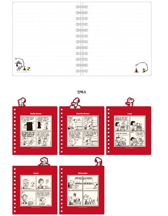 Peanuts Snoopy 5 Section Index Journal Note Book