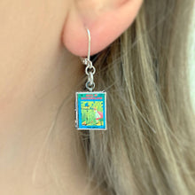 Load image into Gallery viewer, Earrings Book Locket Alice In Wonderland Blue w/ Caterpillar
