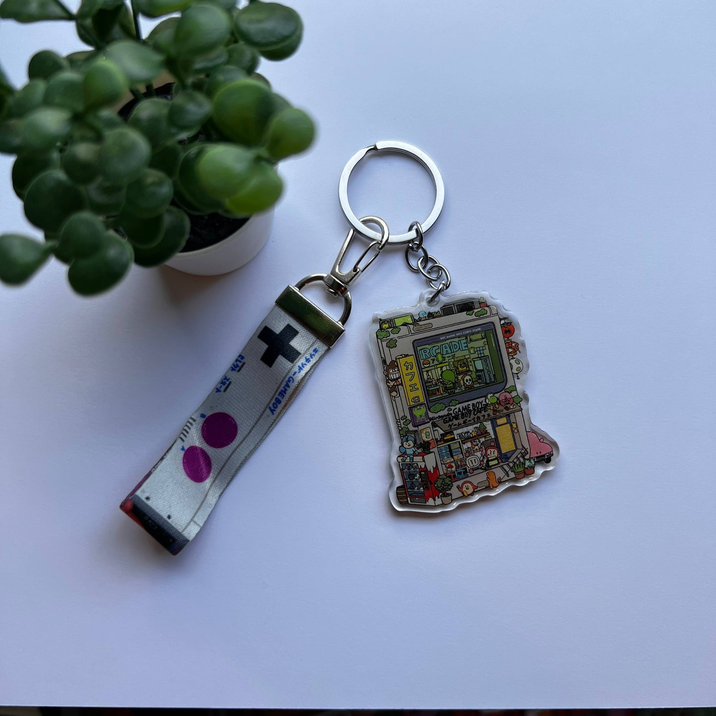 Gameboy Cafe Keychain W/ Lanyard