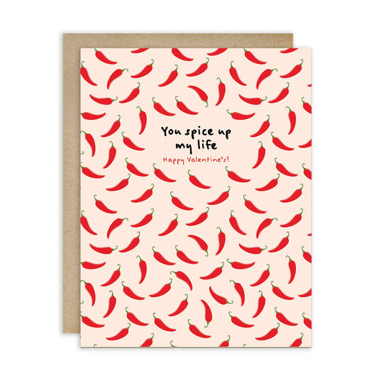Chili Pepper Pattern Valentine's Day Card | Spice Up My Life