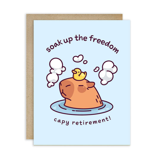 Capy Retirement Funny Card | Cute Capybara Spa Relax Retiring Coworker