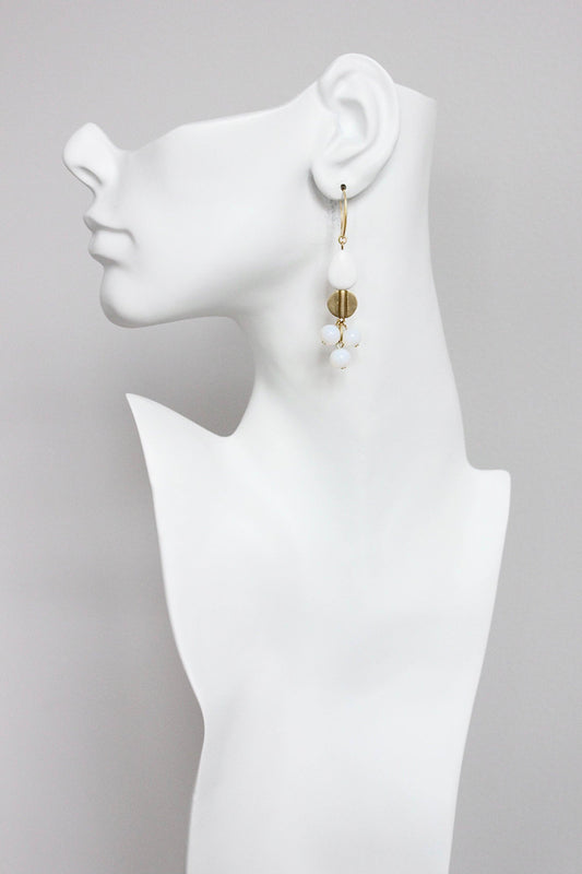 White and opal Dangling earrings