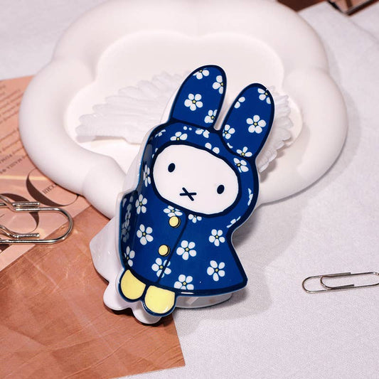 Cartoon Cherry & Floral Raincoat Print Bunny Hair Claw Clip