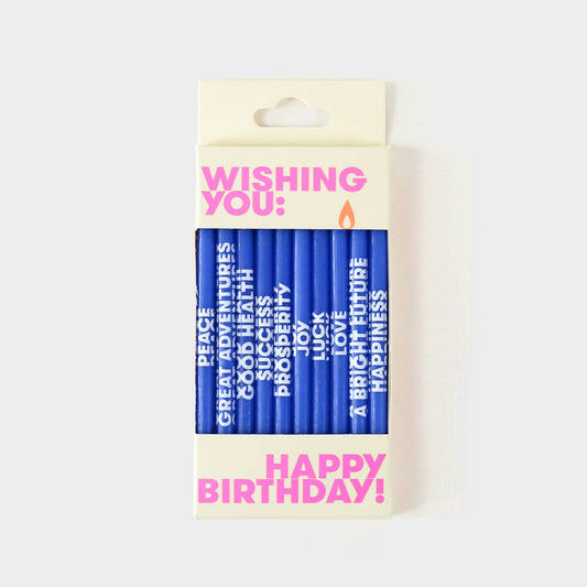Wishing You: Long 5" Birthday Candles (10 Pack), Blue