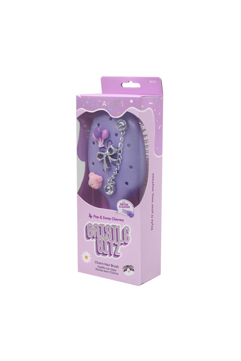 Purple Bristle Bitz Charm Hair Brush