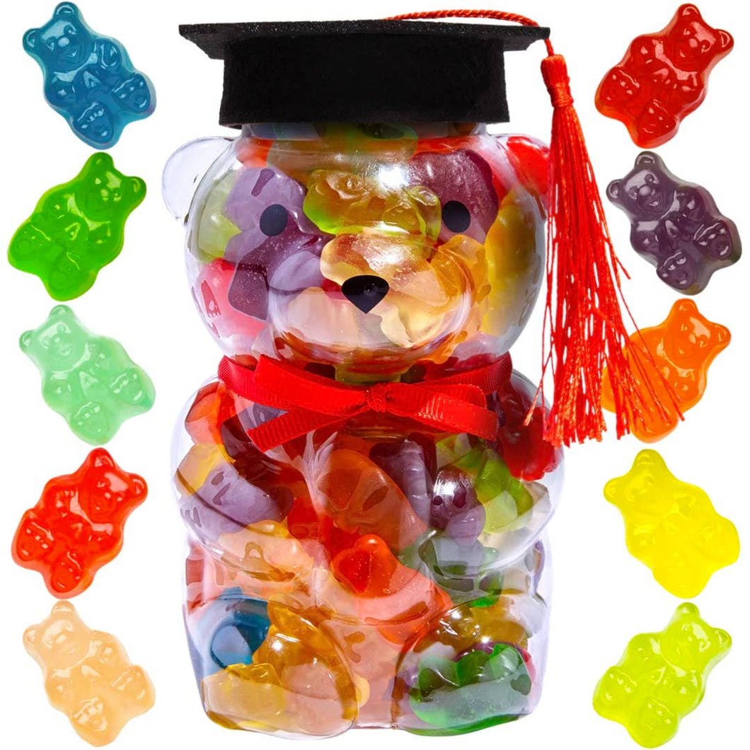 Graduation Teddy Bear Jar with Gummy Bears