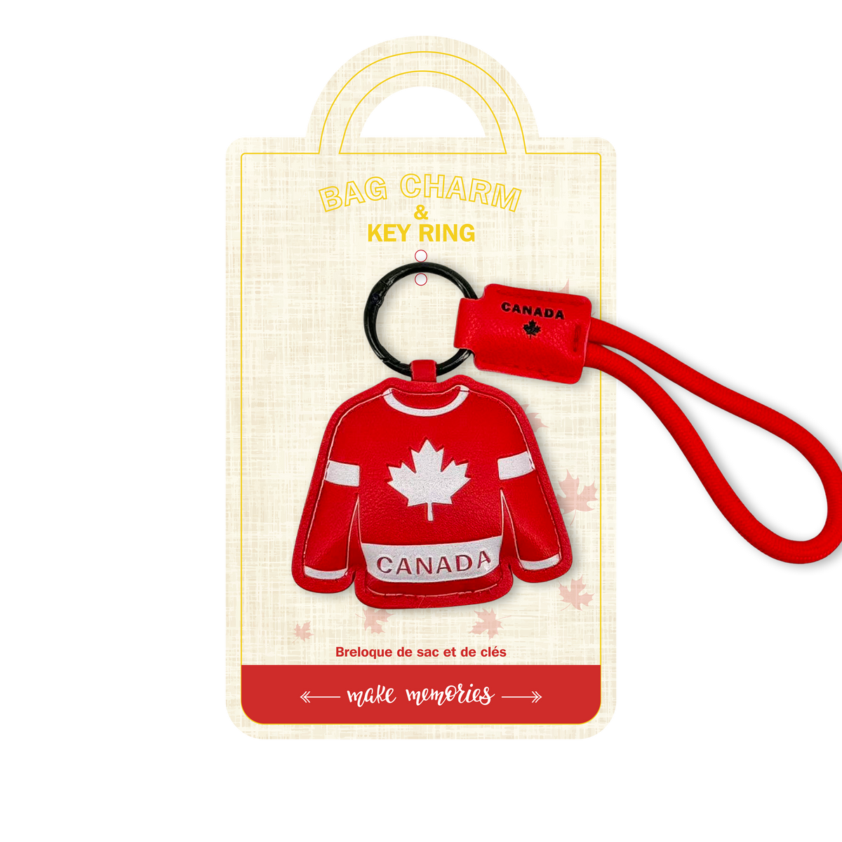 Canada Maple Leaf Hockey Jersey Bag Charm Keychain