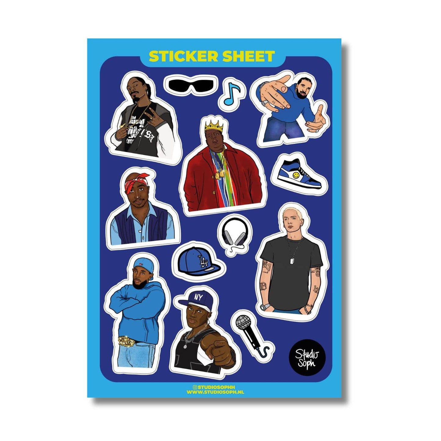 Rappers Hip Hop Rap A5 Sticker Sheet