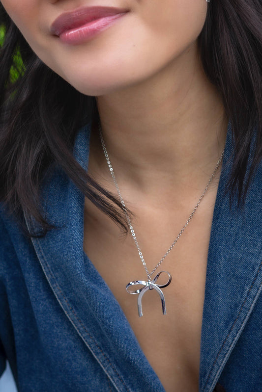 The Bow is Mine Necklace - Silver