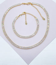 Load image into Gallery viewer, Gorgeous 18k Gold Filled Baguette Cubic Zirconia Necklace Or Bracelet
