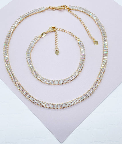 Gorgeous 18k Gold Filled Baguette Cubic Zirconia Necklace Or Bracelet - Front & Company: Gift Store