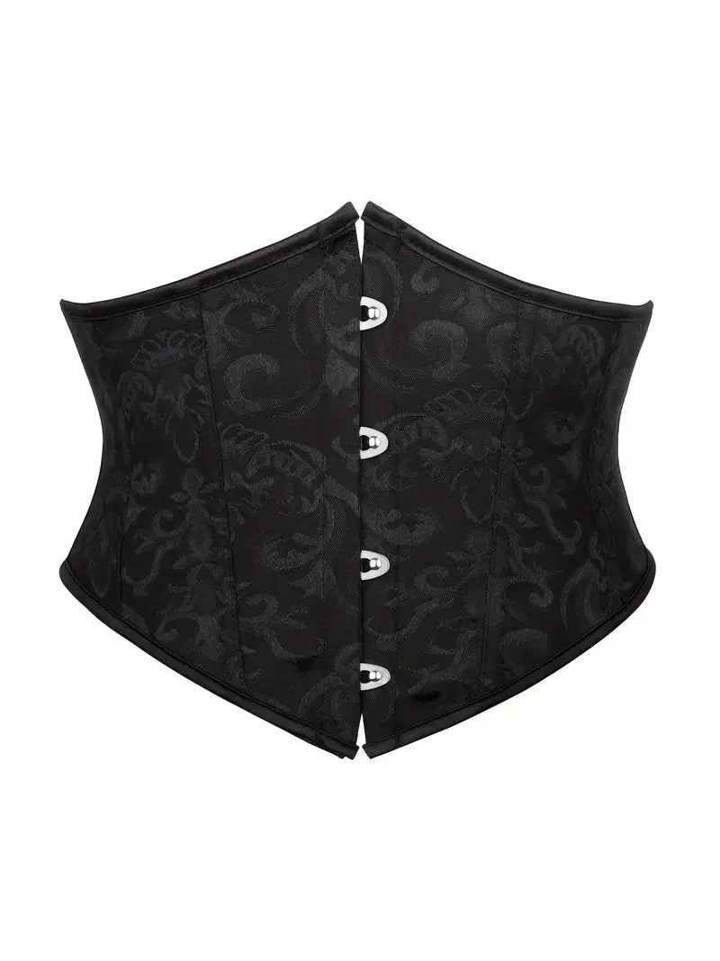 Floral Pattern Buttoned Back Lace-up Girdle