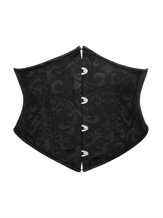 Floral Pattern Buttoned Back Lace-up Girdle