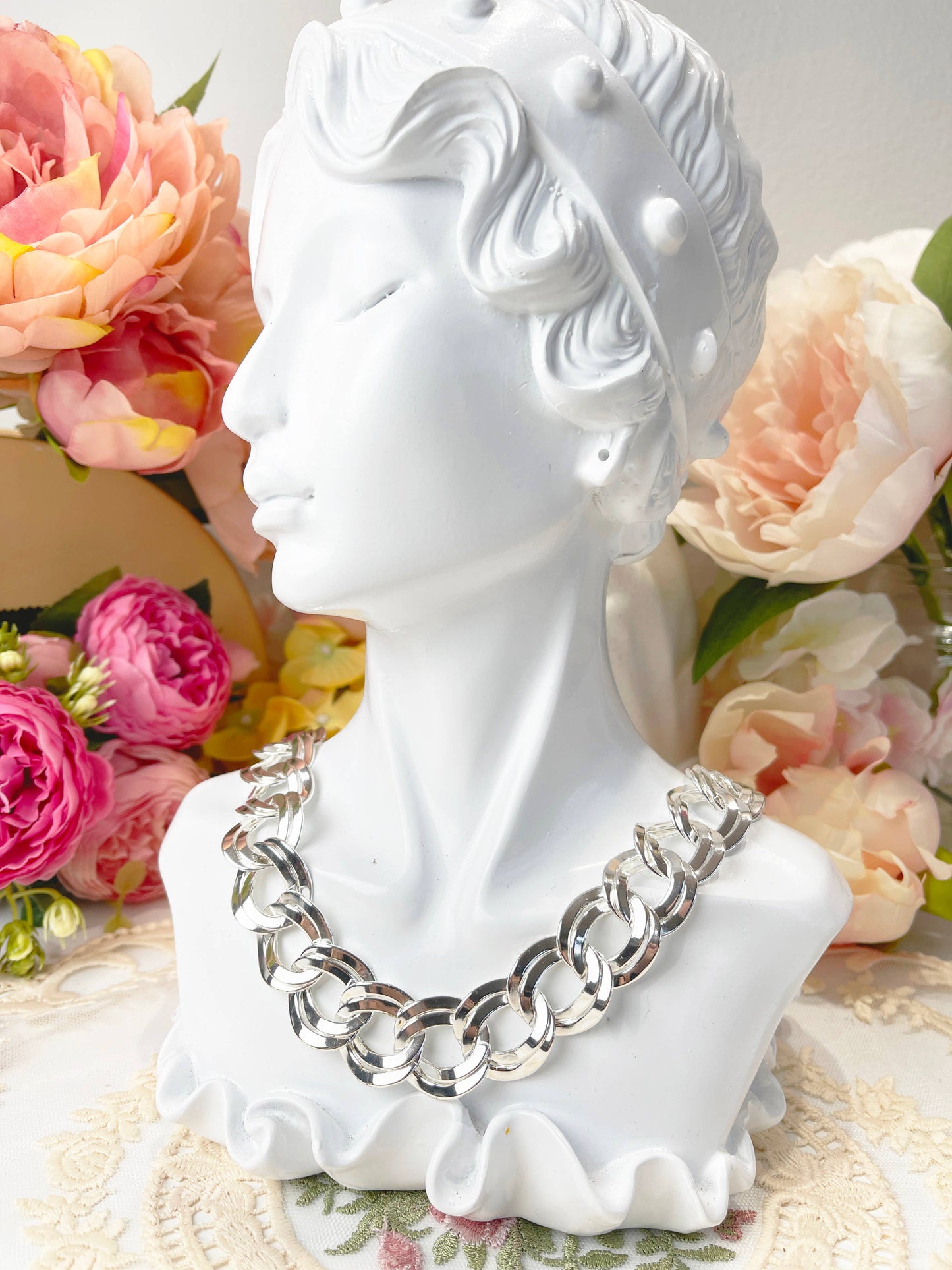 Harper silver chunky chain necklace, large chain necklace