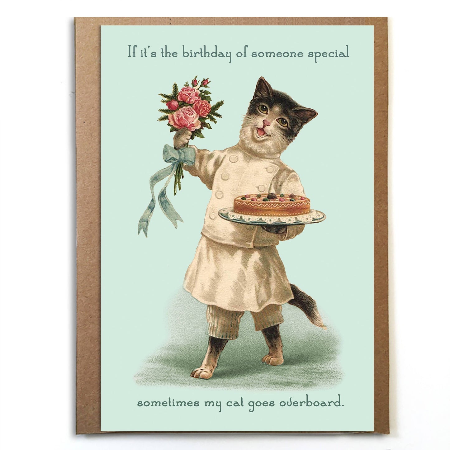 Sometimes My Cat Goes Overboard; Cute Vintage Cats Birthday