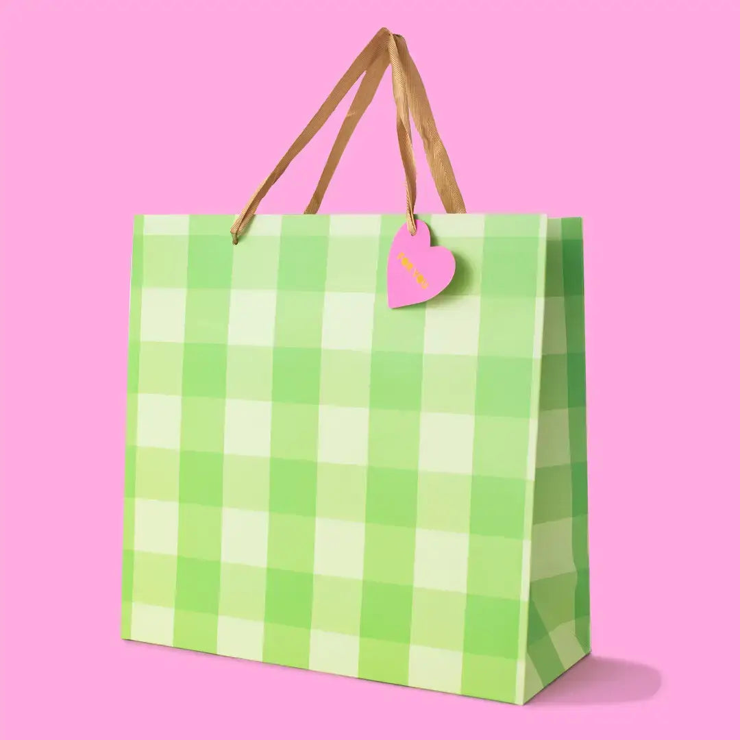 Gift Bags - Green Gingham - Assorted Sizes