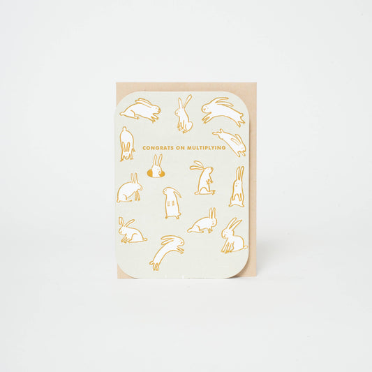 Multiplying Baby Rabbits Letterpress Greeting Card by Egg Press